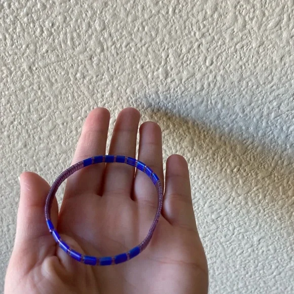 Vibrant Handmade Purple and Blue Tila Beaded Bracelet - Picture 5 of 10
